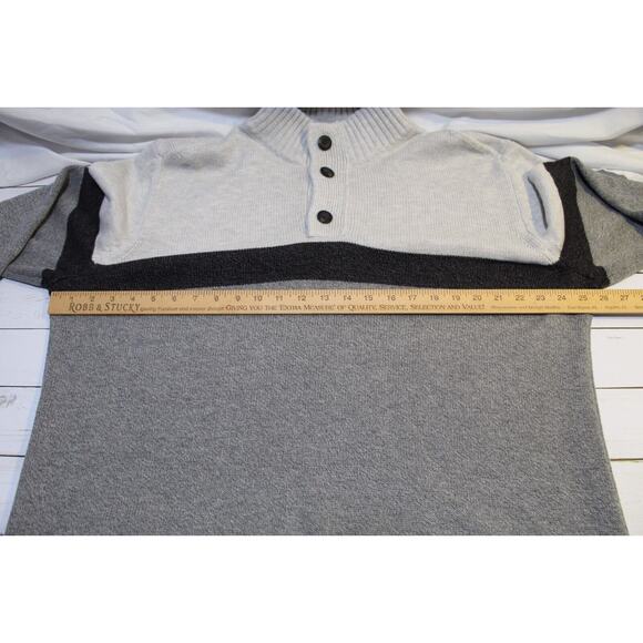 American Eagle Men's XXL Gray Color Block 1/4 Button Mock Neck Sweater Pullover - Picture 8 of 13